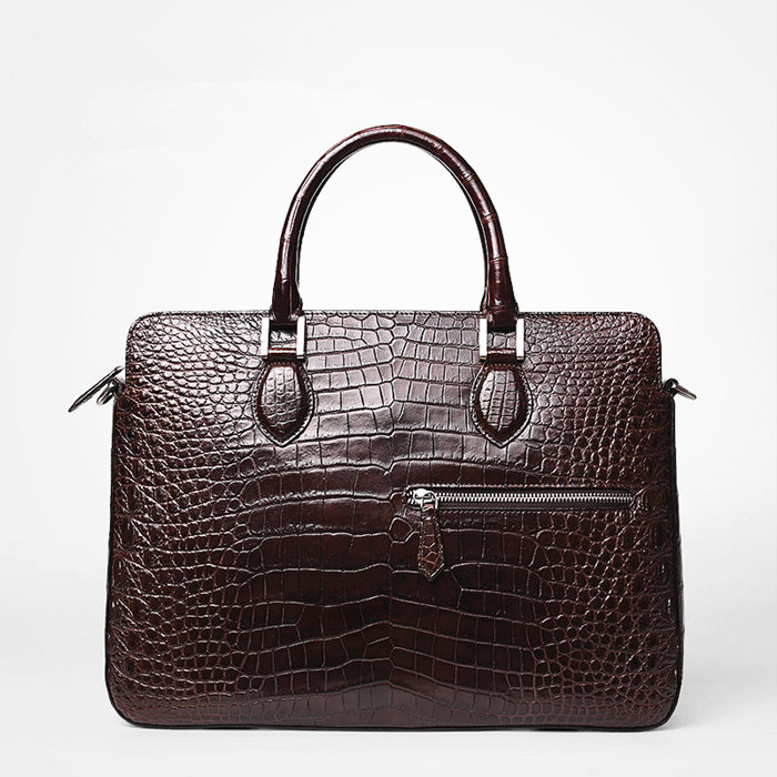 Alligator Briefcase, Alligator Crossbody Laptop Business Bag for Men-Brown
