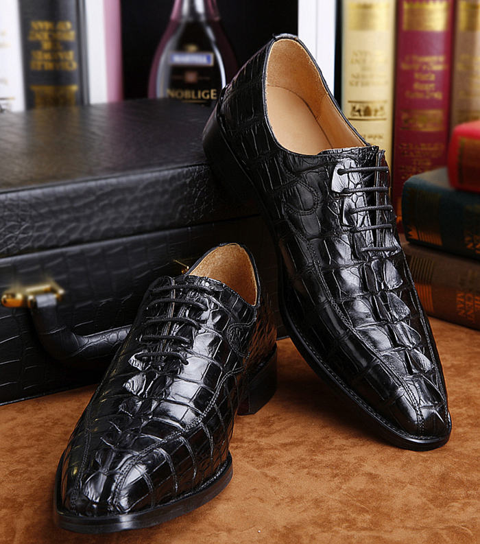 Alligator Shoes Black Color for BRUCEGAO