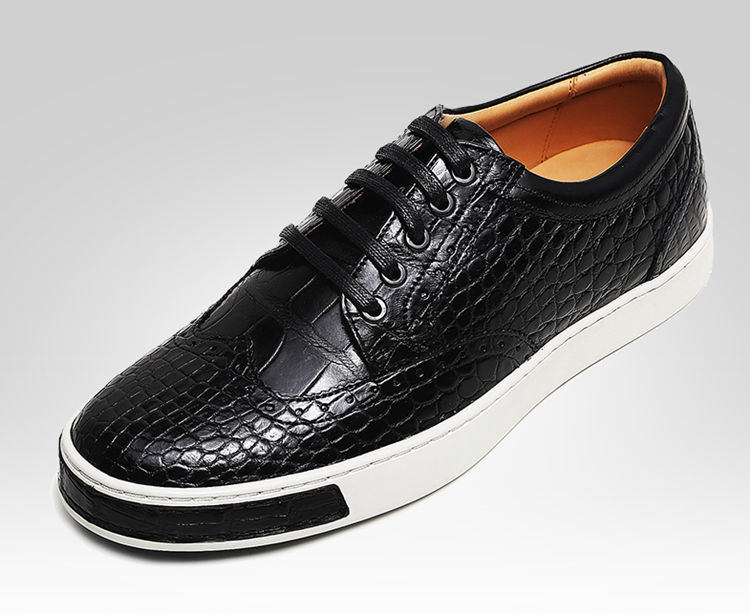 Casual Crocodile Shoes, Black Crocodile Sneakers