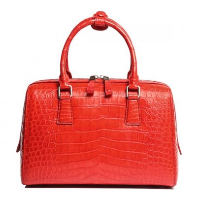 Classic Alligator Leather Barrel Handbag Top-Handle Bag Purse for Women