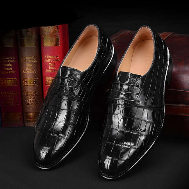 Black Alligator Leather Shoes