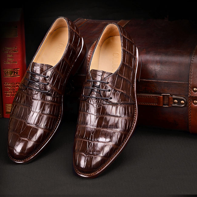 Brown Alligator Leather Shoes