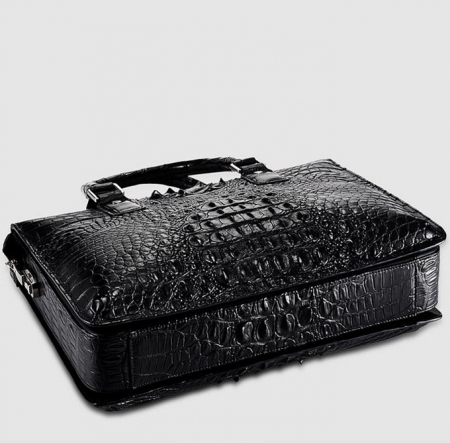Classic Black Genuine Crocodile Briefcase-Bottom