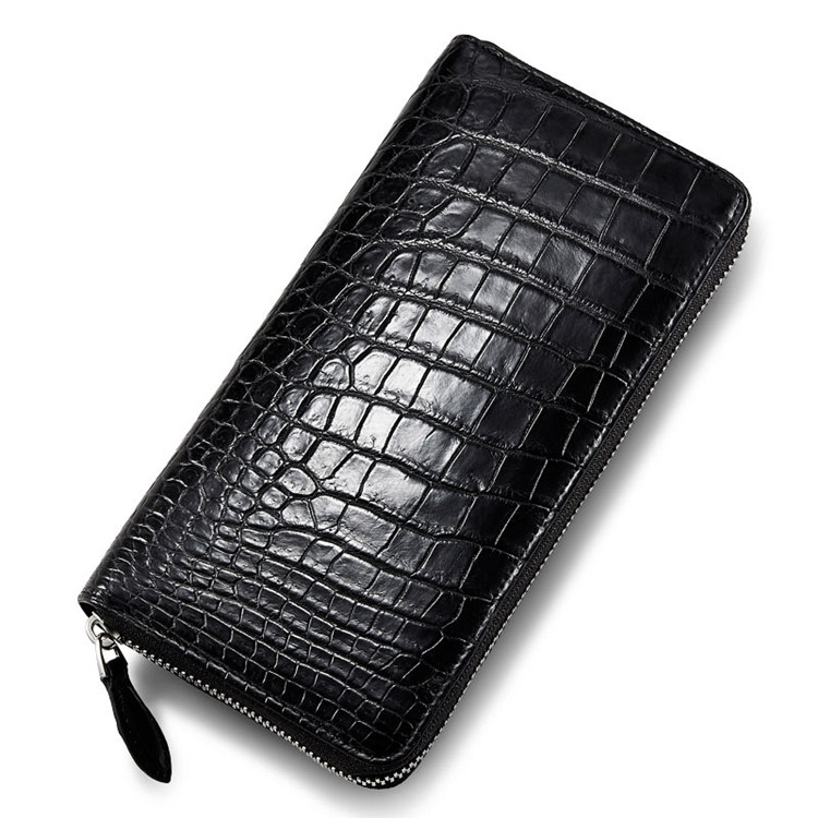 Handmade Black Alligator Wallet, Full Grain Alligator Leather Wallet WL170