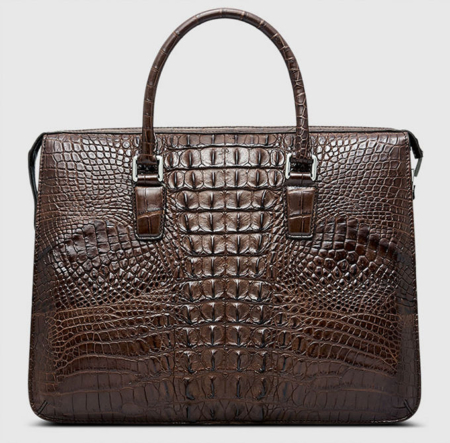 Classic Brown Genuine Crocodile Briefcase-Back