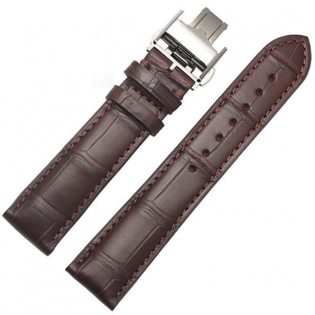 Genuine Alligator Leather Watch Strap With Butterfly Buckle