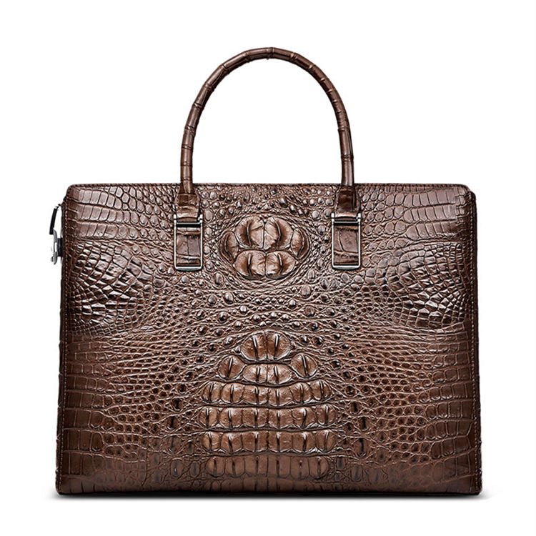 Women Brown Croc-Skin Patterned Laptop Case