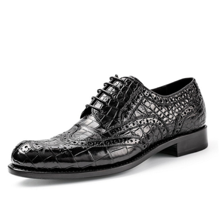 Formal Alligator Leather Lace Up Derby Dress Shoes for Men