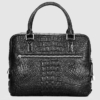 Small Black Genuine Crocodile Briefcase Bag-Back