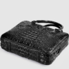 Small Black Genuine Crocodile Briefcase Bag-Bottom