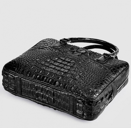 Small Black Genuine Crocodile Briefcase Bag-Bottom