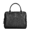 Small Black Genuine Crocodile Briefcase Bag-Front