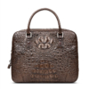 Small Brown Genuine Crocodile Briefcase Bag