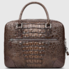 Small Brown Genuine Crocodile Briefcase Bag-Back