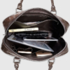 Small Brown Genuine Crocodile Briefcase Bag-Inside