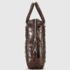 Small Brown Genuine Crocodile Briefcase Bag-Side