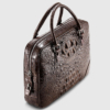 Small Brown Genuine Crocodile Briefcase Bag-Top