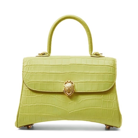 Alligator City Bag, Alligator Handbag, Alligator Crossbody Bag-Yellow