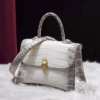 Alligator City Bag, Alligator Handbag, Alligator Crossbody Bag for Women-White