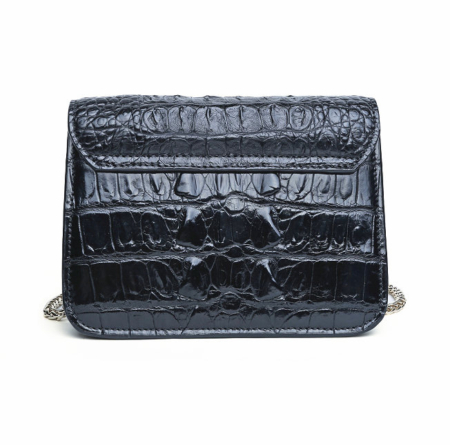 Alligator Leather Purse, Alligator Leather Cross-body Bag-Black-Back