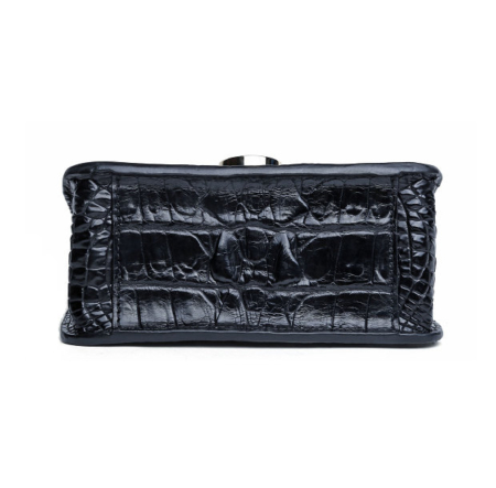 Alligator Leather Purse, Alligator Leather Cross-body Bag-Black-Bottom