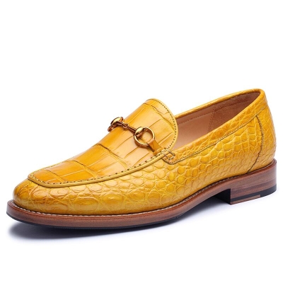 Alligator Slip-On Loafer for Men-Tan