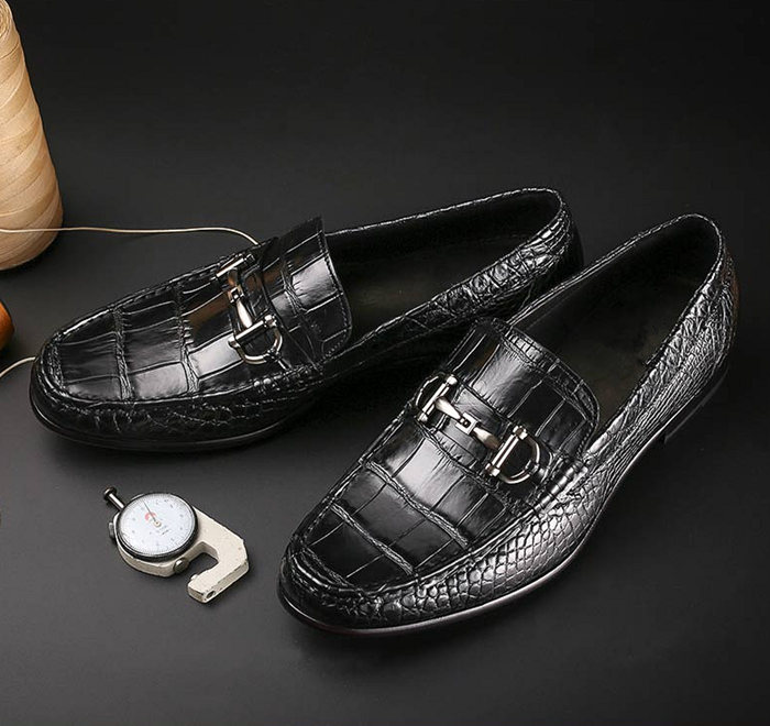 Black Alligator Leather Shoes for Him