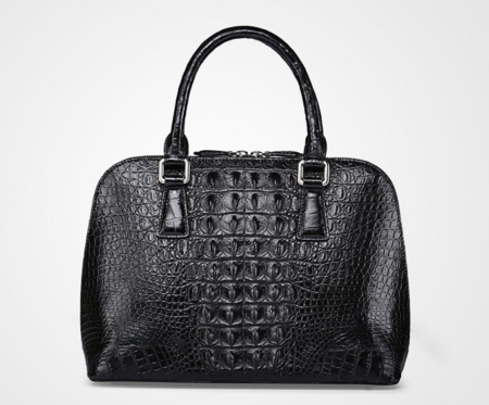 Black Classic Genuine Crocodile Handbag, Shoulder Handbag for Women-Back