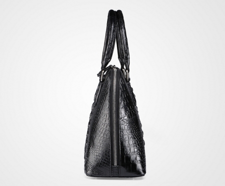 Black Classic Genuine Crocodile Handbag, Shoulder Handbag for Women-Side