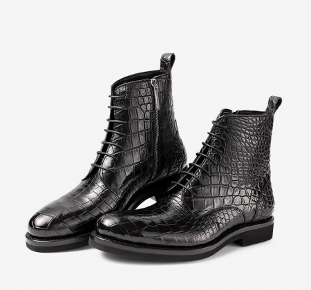 Black Genuine Alligator Boots-Exhibition