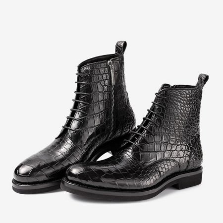 Black Genuine Alligator Boots-Exhibition