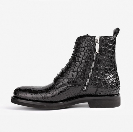 Black Genuine Alligator Boots-Side