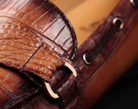 Brown Alligator Boat Shoes-Details-1