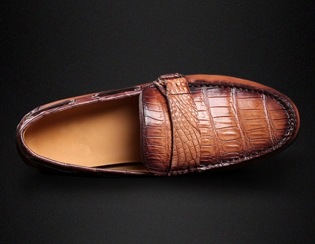 Brown Alligator Boat Shoes-Upper