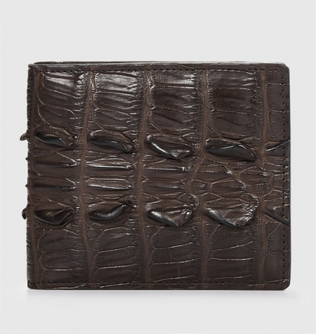 Brown Bifold Genuine Crocodile Wallet-Back