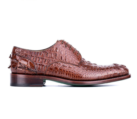 Brown Genuine Crocodile Leather Shoes-Side