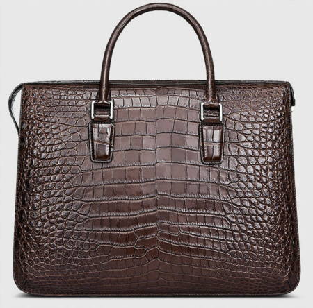 Brown Luxury Alligator Business Briefcase Alligator Laptop Bag for Men-Back