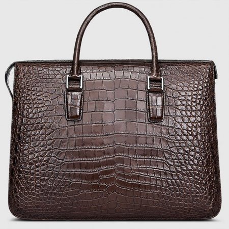 Brown Luxury Alligator Business Briefcase Alligator Laptop Bag for Men-Back
