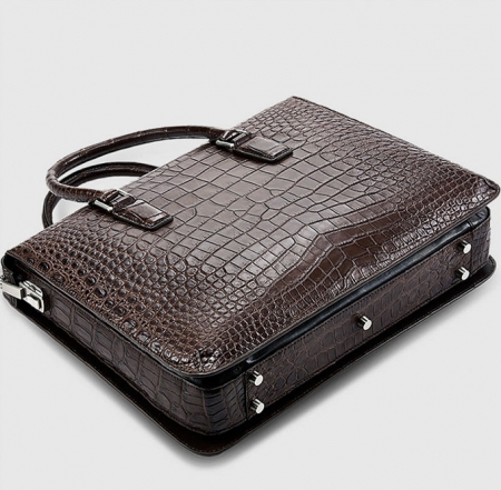 Brown Luxury Alligator Business Briefcase Alligator Laptop Bag for Men-Bottom