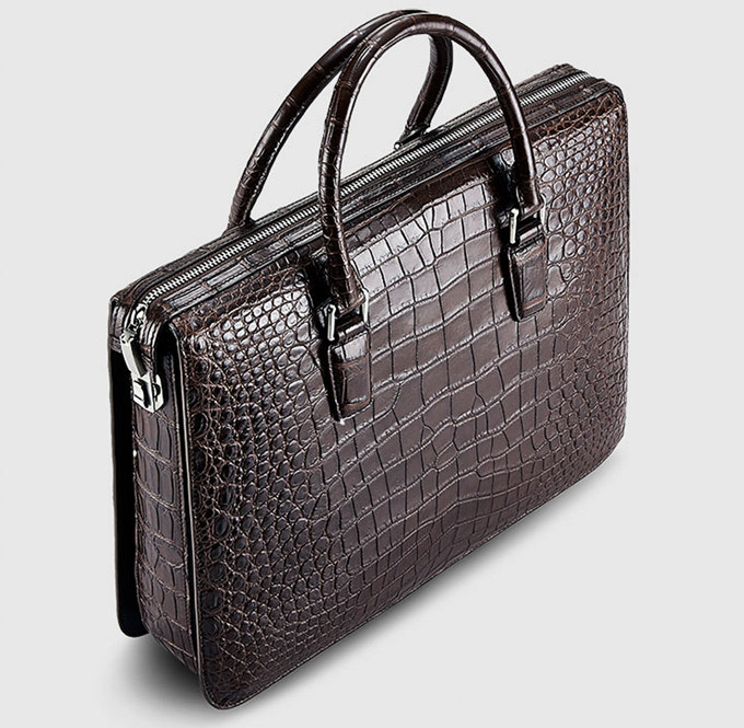 Himalayan Crocodile alligator leather Men white Business briefcase Laptop  Bag