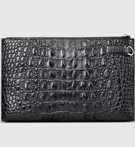 Casual Black Genuine Crocodile Wallet-Back