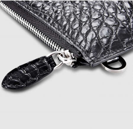 Casual Black Genuine Crocodile Wallet-Zipper