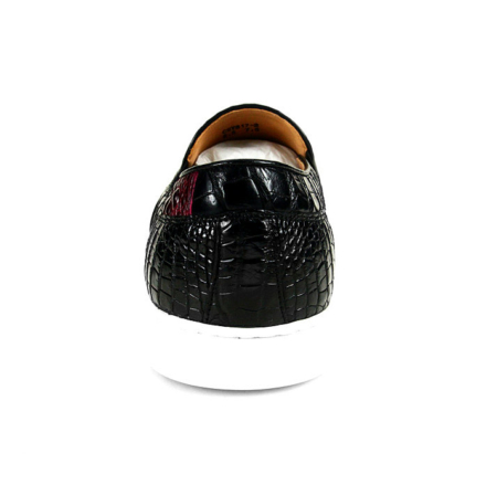 Casual Crocodile Shoes, Black Crocodile Sneakers-1