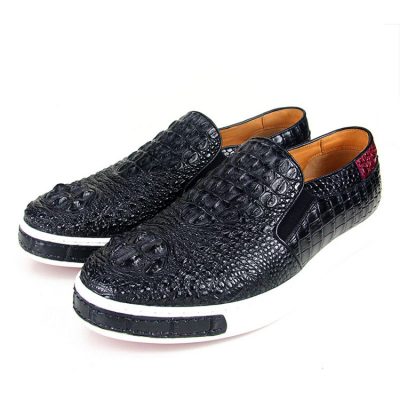 Casual Crocodile Shoes, Black Crocodile Sneakers