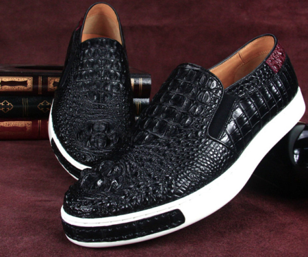 Casual Crocodile Shoes, Black Crocodile Sneakers-Exhibition-3