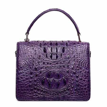 Classic Crocodile Handbag, Crossbody Handbag-Purple-Back
