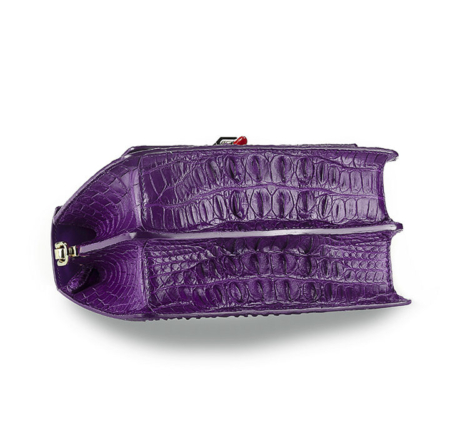 Classic Crocodile Handbag, Crossbody Handbag-Purple-Bottom