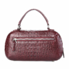 Classic Crocodile Top-Handle Handbag, Crocodile Evening Bag-Wine Red-Back
