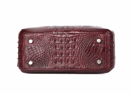 Classic Crocodile Top-Handle Handbag, Crocodile Evening Bag-Wine Red-Bottom