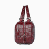 Classic Crocodile Top-Handle Handbag, Crocodile Evening Bag-Wine Red-Side